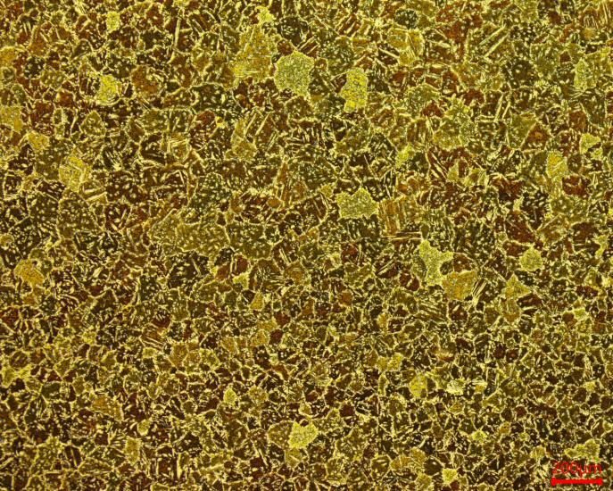 H59 brass etched microstructure under metallographic examination